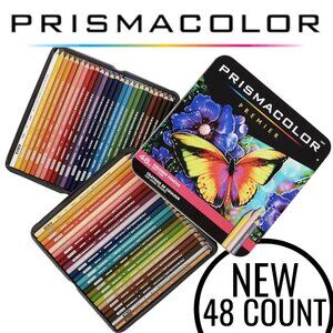 NEW Prismacolor Premier Colored Pencils Soft Core 48 Pack Art Supplies in a Tin